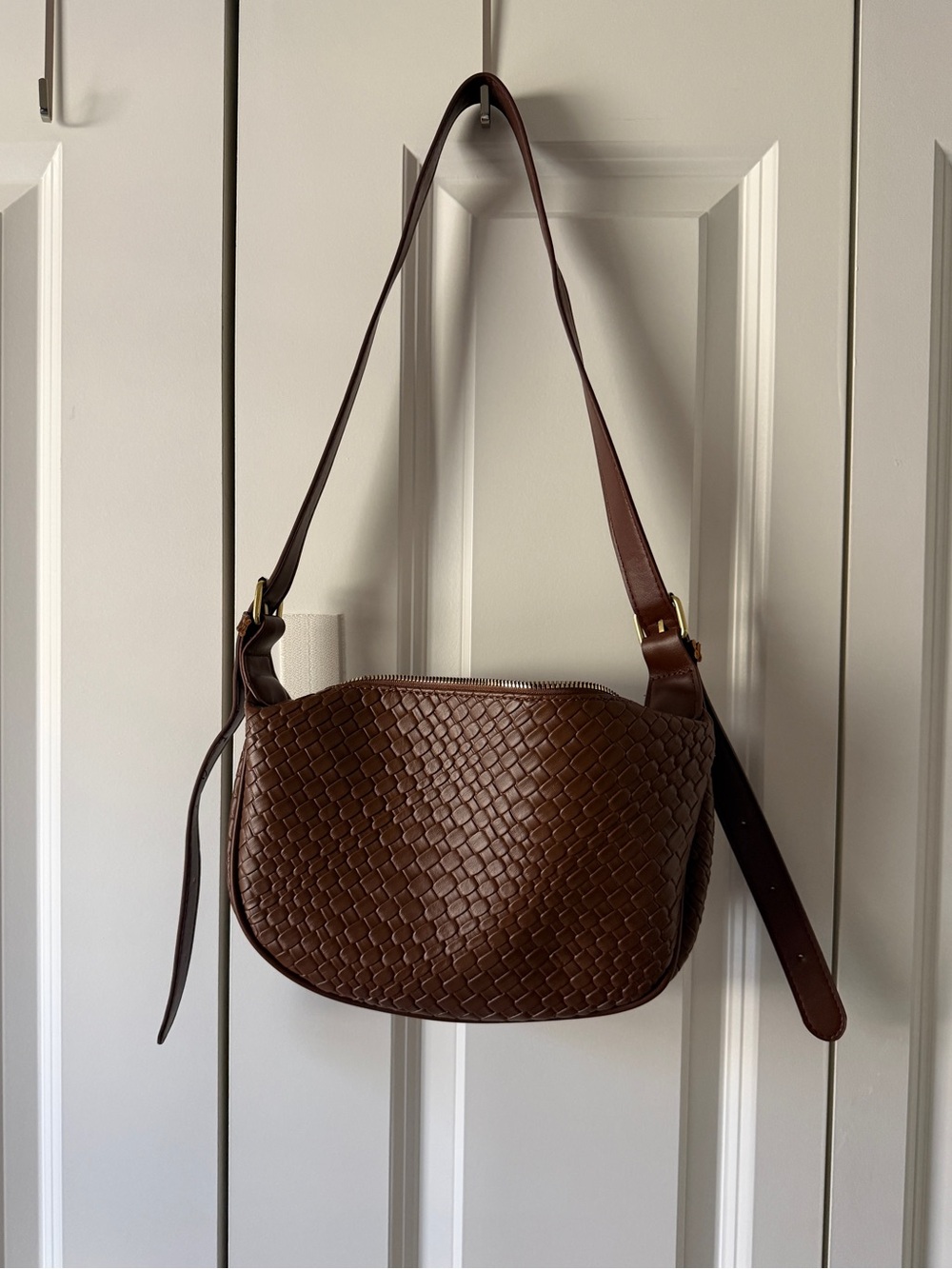 brown textured purse